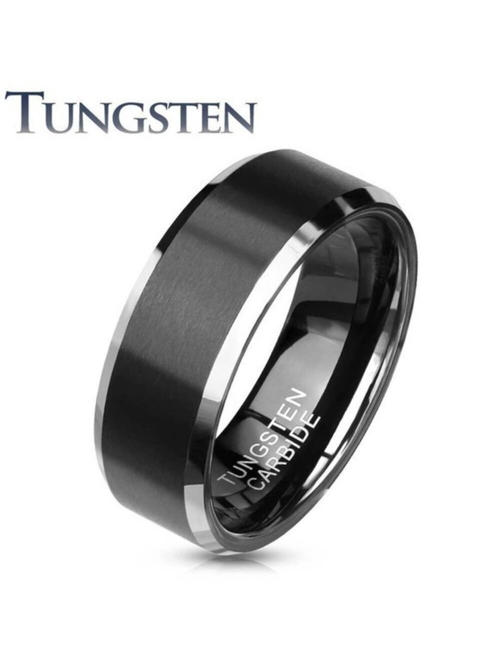 Black Brushed‎ Center Black Tungsten Carbide Ring Size 9